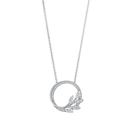 Victoria庐 Diamond Vine Circle Pendant in Platinum