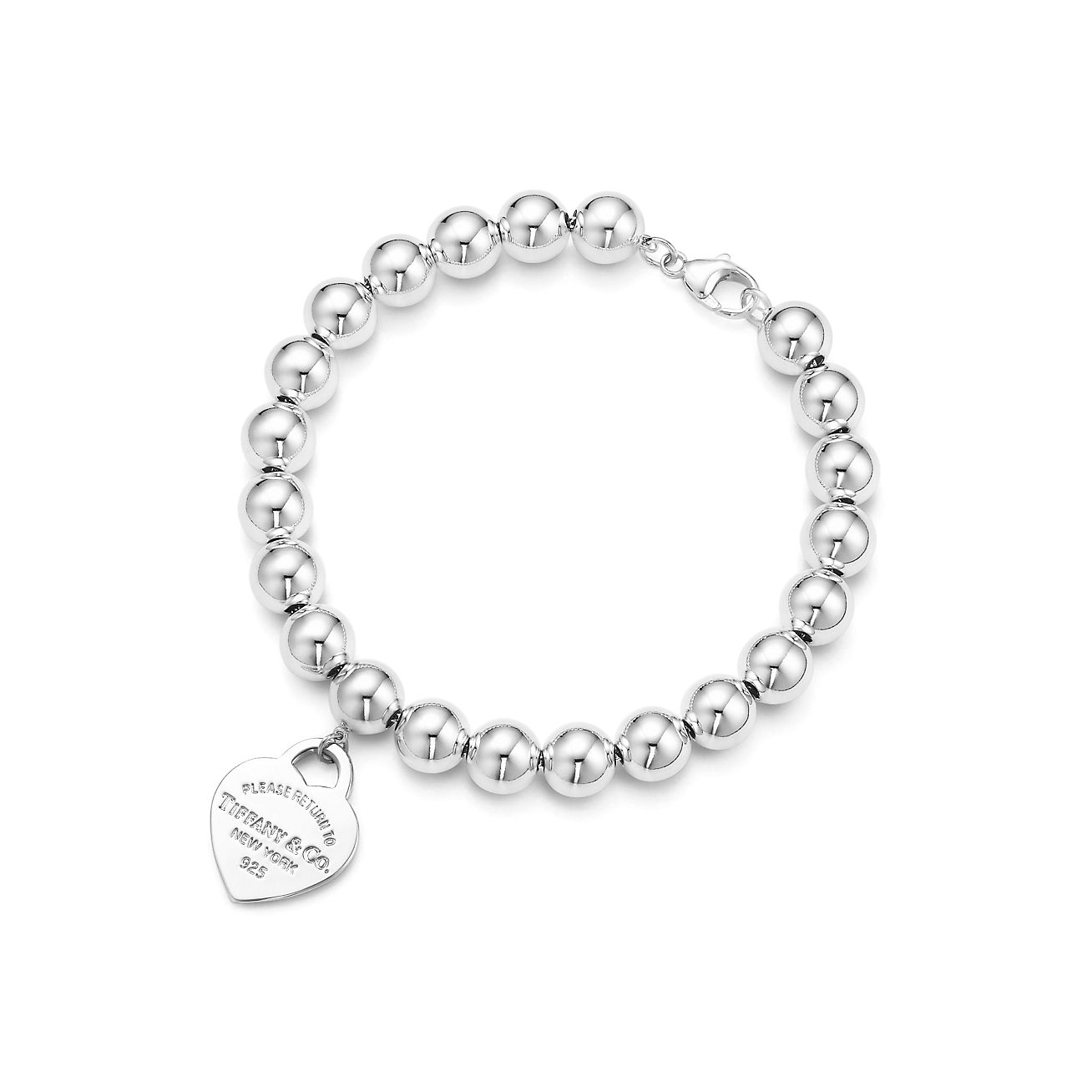 Return to 庐 Heart Tag Bracelet in Silver, 8 mm