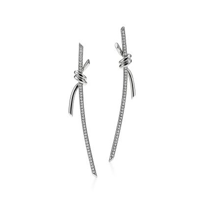 Knot Drop Earrings in White Gold with Diamonds