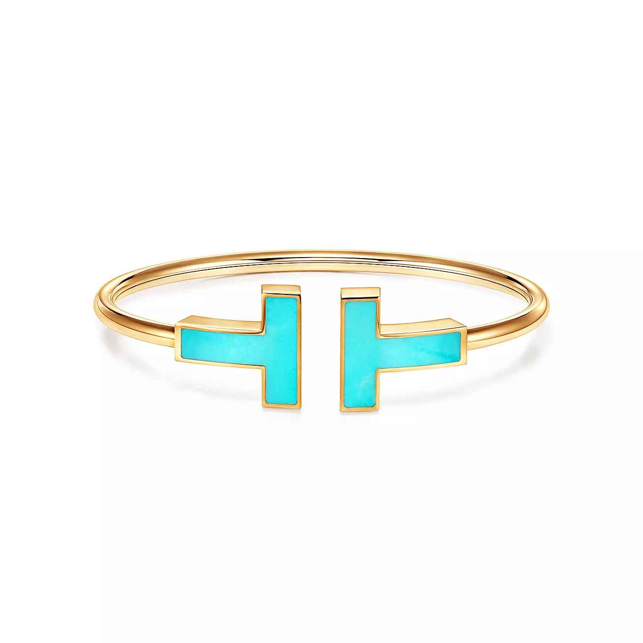 T Wide Turquoise Wire Bracelet in 18k Gold