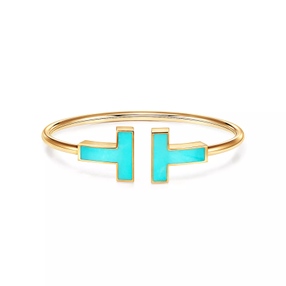 T Wide Turquoise Wire Bracelet in 18k Gold