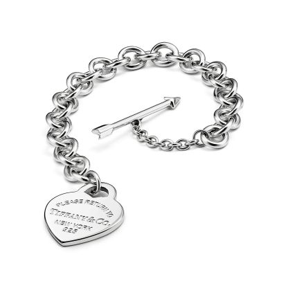 Return to 庐 Lovestruck Heart Tag Bracelet in Silver, Medium