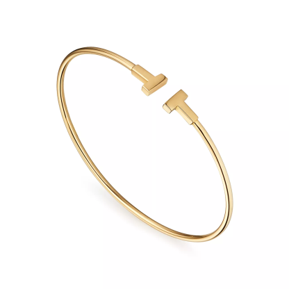T Narrow Wire Bracelet in 18k Gold