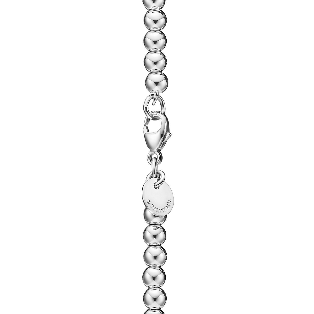 Return to 庐 Heart Tag Bead Bracelet in Sterling Silver and Rose Gold, 4 mm