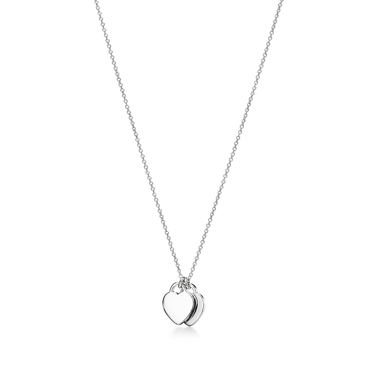 Return to 庐 Pink Double Heart Tag Pendant in Silver with a Diamond