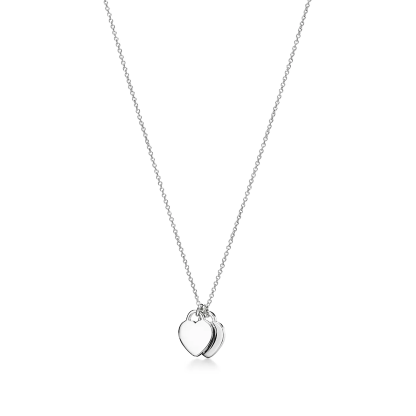 Return to 庐 Pink Double Heart Tag Pendant in Silver with a Diamond