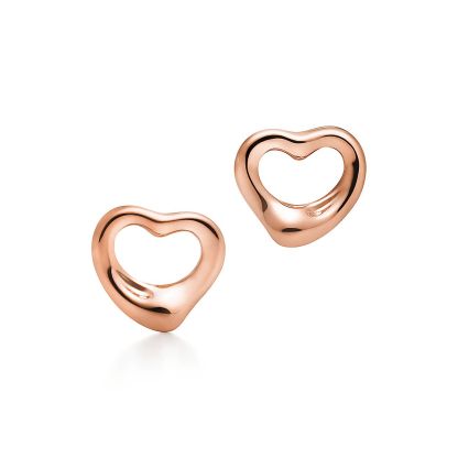 Elsa Peretti庐 Open Heart Stud Earrings in Rose Gold, 11 mm