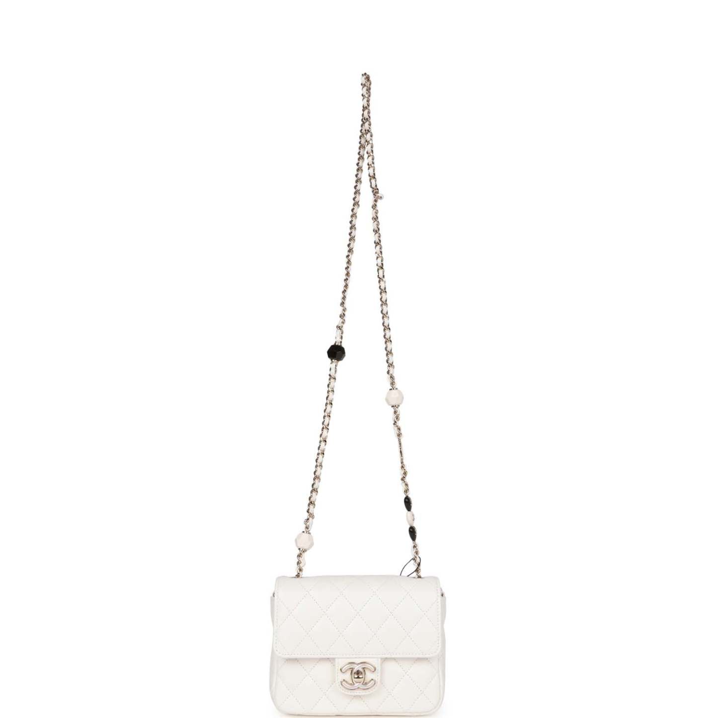 Sweet Mini Square Flap Bag White Lambskin Light Gold Hardware