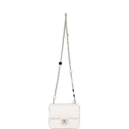 Sweet Mini Square Flap Bag White Lambskin Light Gold Hardware