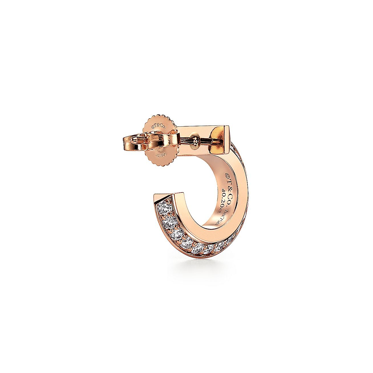 T T1 Hoop Earrings in Rose Gold with Diamonds