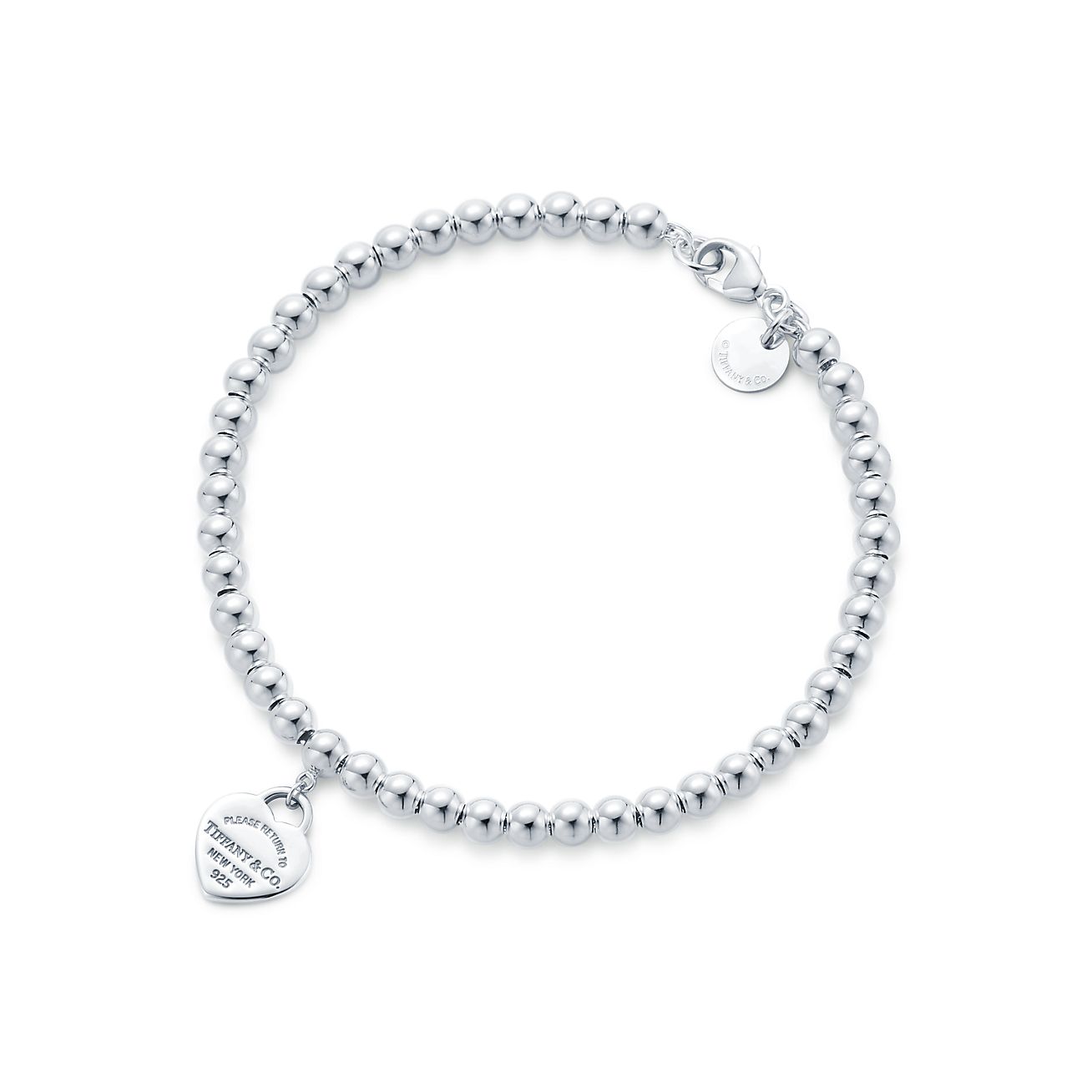 Return to 庐 Red Heart Tag Bead Bracelet in Silver