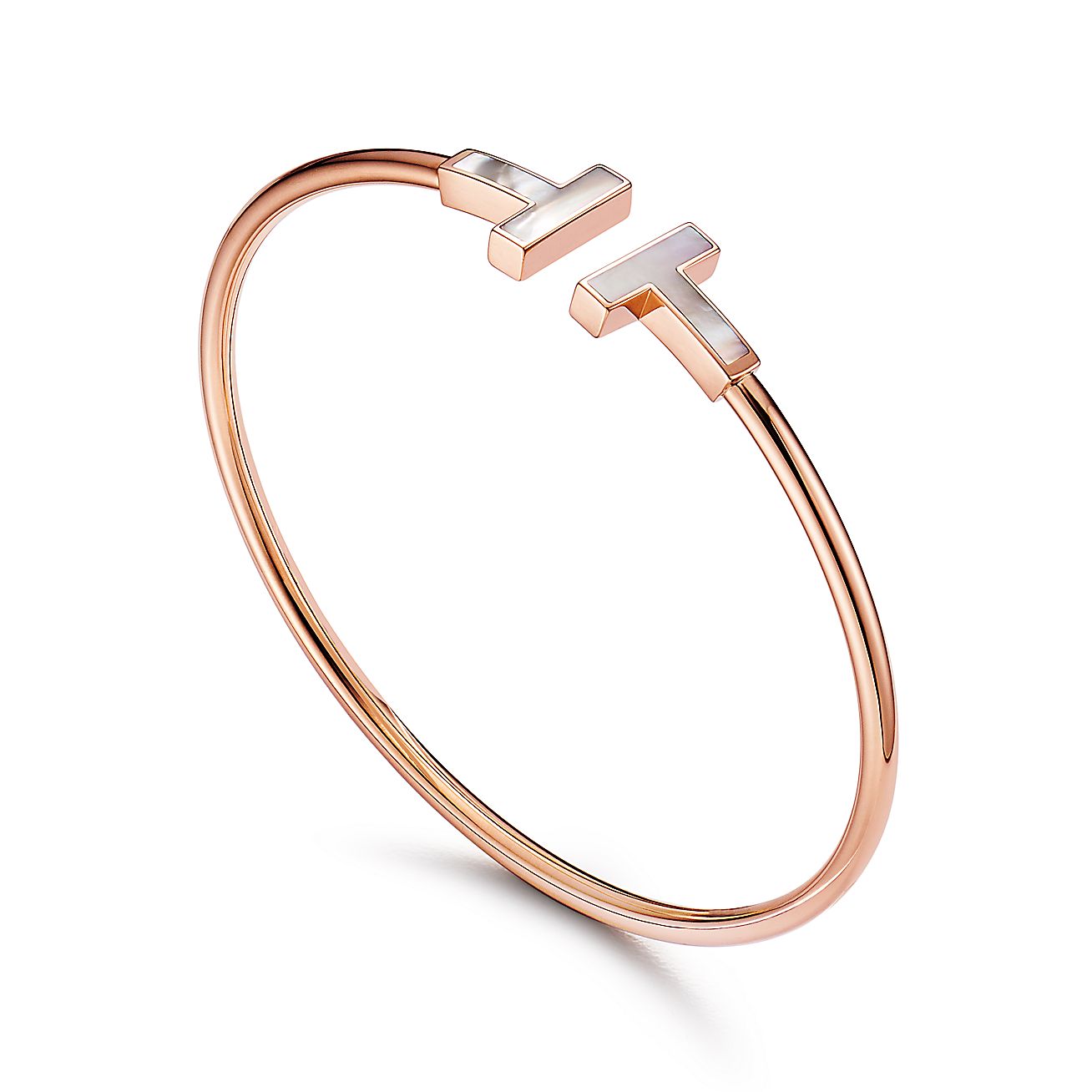 T Wire Bracelet in Rose Gold with Mother-of-pearl