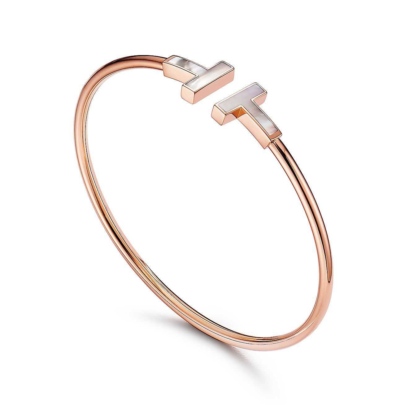 T Wire Bracelet in Rose Gold with Mother-of-pearl