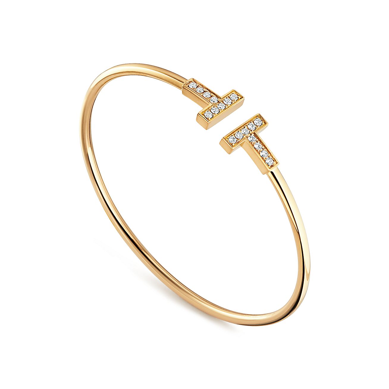 T Diamond Wire Bracelet in 18k Gold