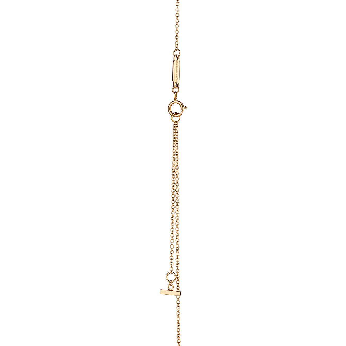 T Smile Pendant in Yellow Gold with Diamonds, Large