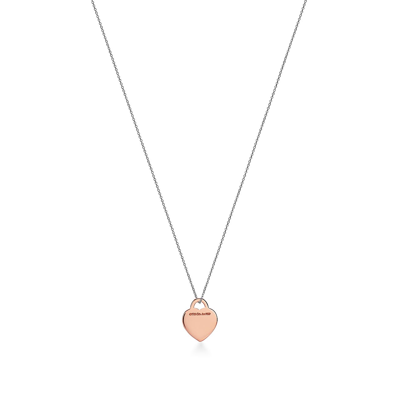 Return to 庐 Heart Tag Pendant in Sterling Silver and Rose Gold, Small
