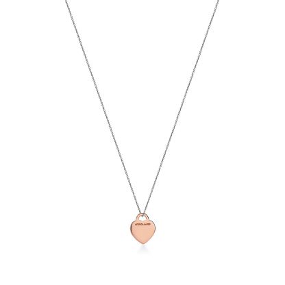 Return to 庐 Heart Tag Pendant in Sterling Silver and Rose Gold, Small
