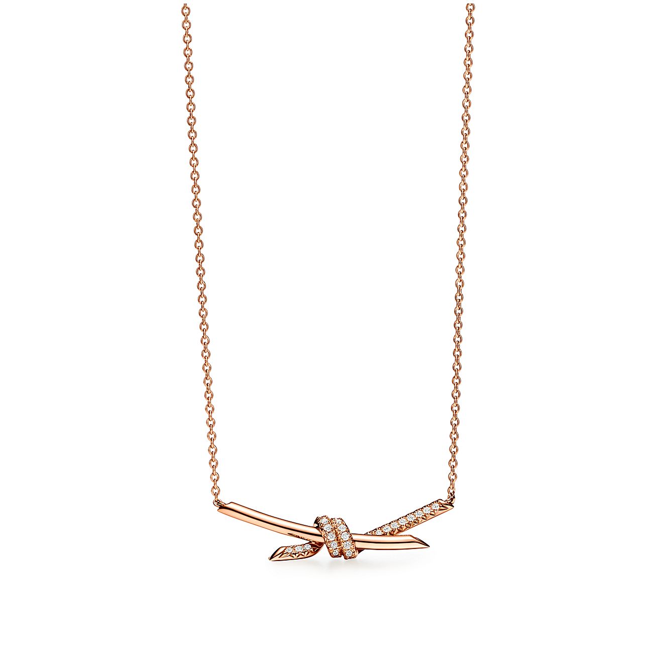 Knot Pendant in Rose Gold with Diamonds