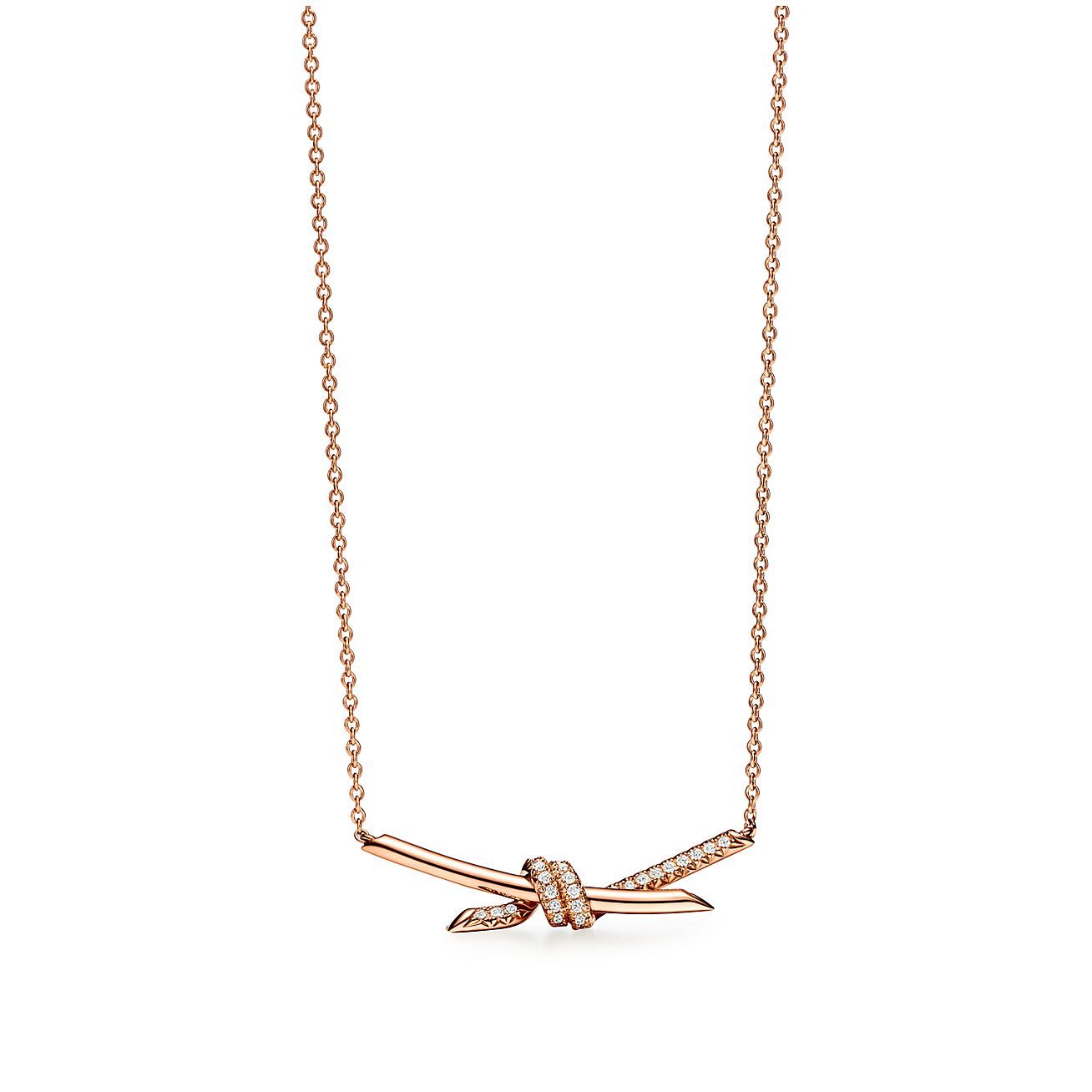Knot Pendant in Rose Gold with Diamonds