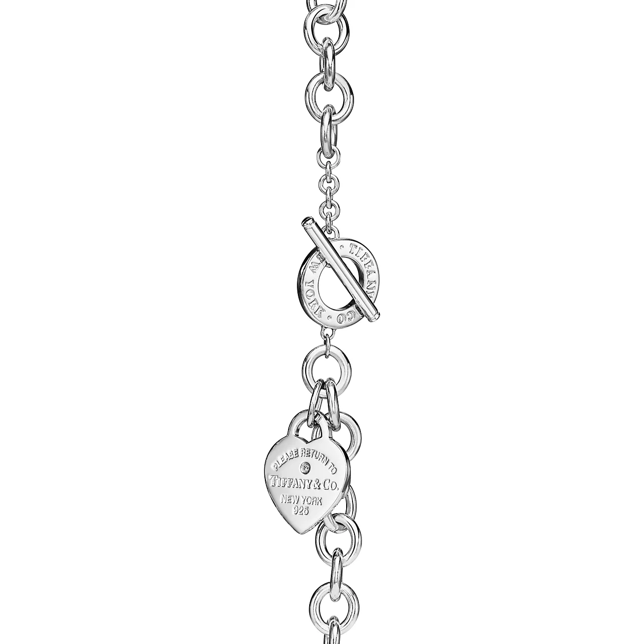 Return to 庐 Heart Tag Necklace in Silver with a Diamond, Medium