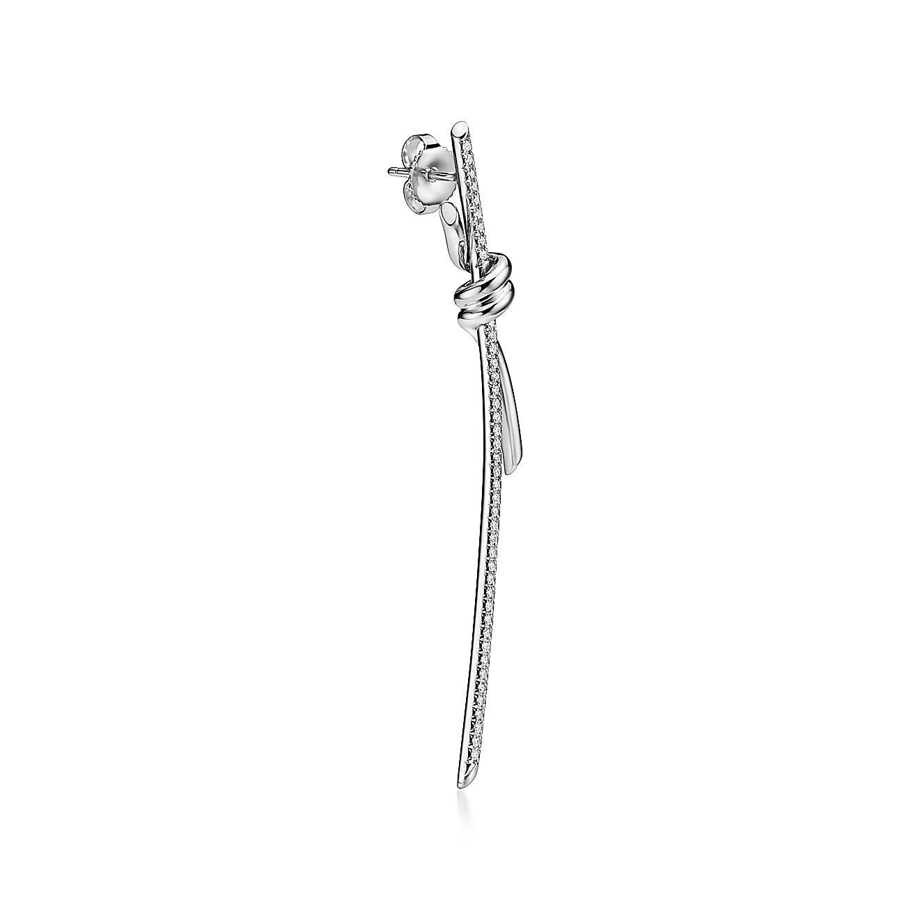 Knot Drop Earrings in White Gold with Diamonds