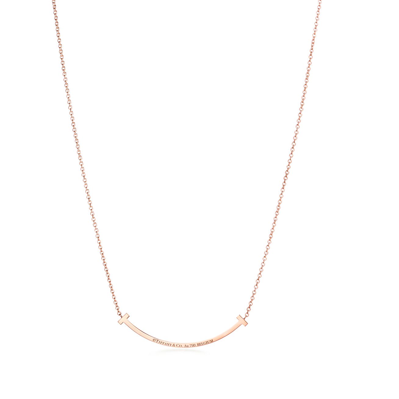 T Smile Pendant in Rose Gold with Diamonds, Smal