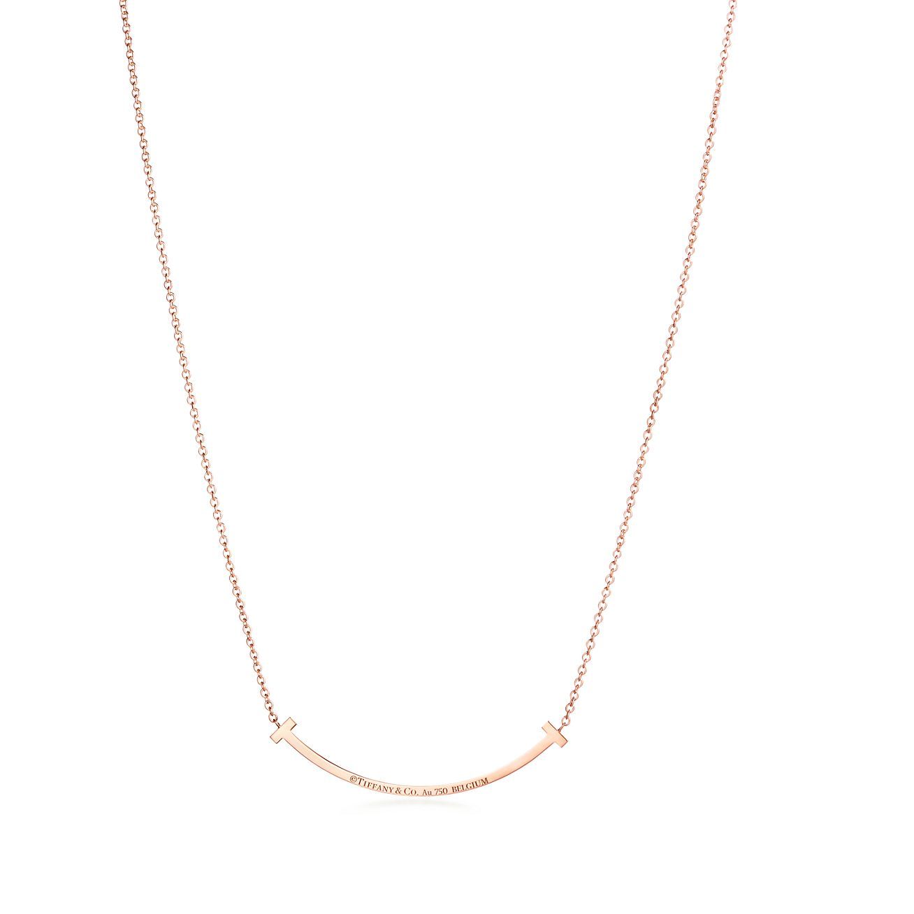 T Smile Pendant in Rose Gold with Diamonds, Smal
