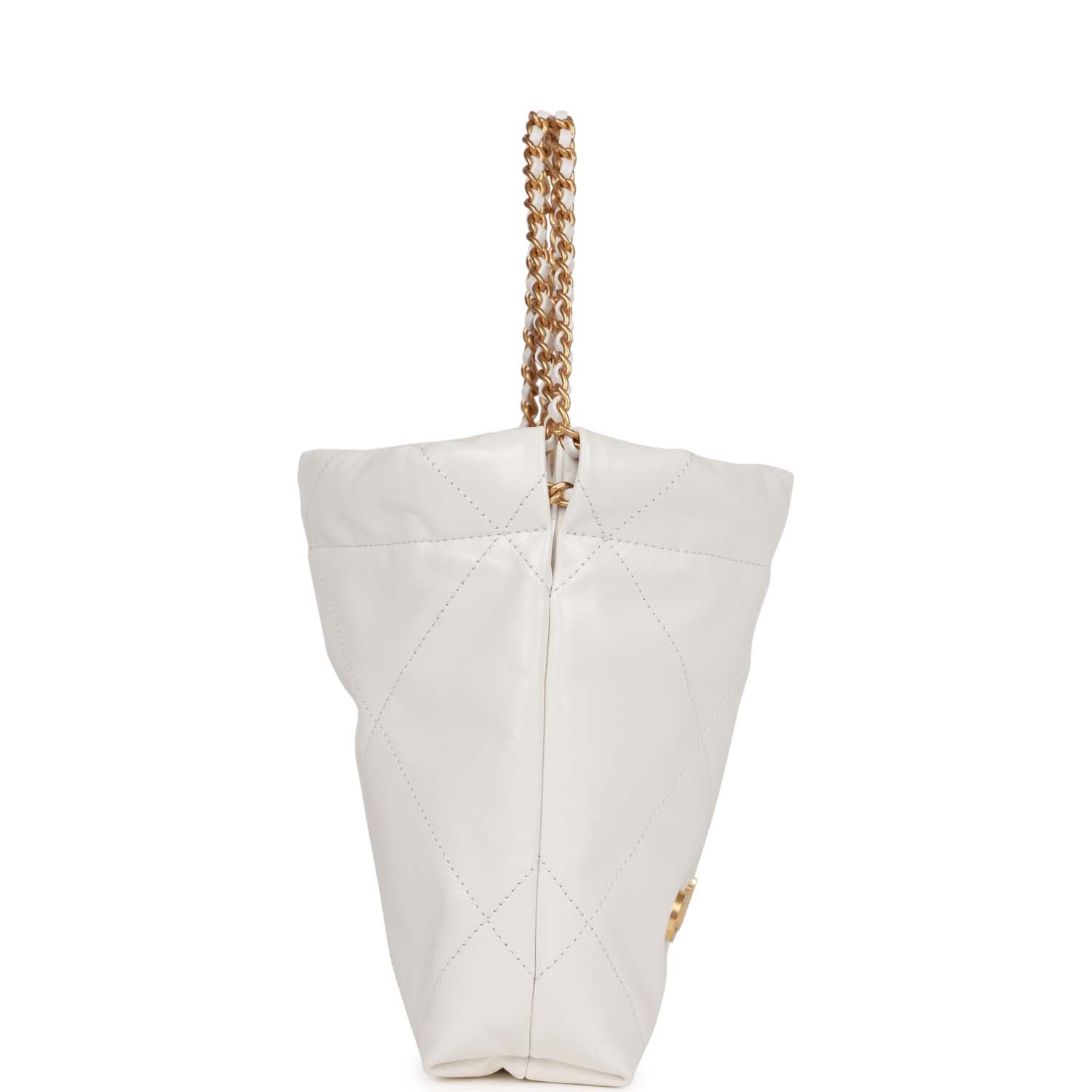 Mini 22 Bag White Calfskin Gold Hardware