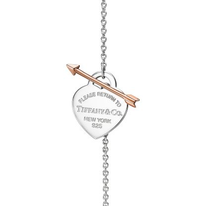 Return to 庐 Lovestruck Heart Tag Pendant in Silver and Rose Gold, Medium