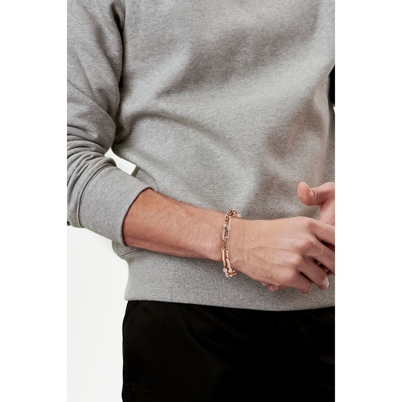 HardWear Link Bracelet in Rose Gold with Pave Diamonds