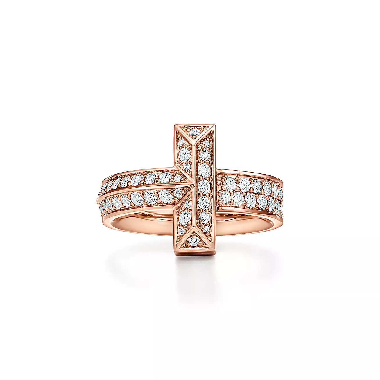 T T1 Ring in Rose Gold with Diamonds, 4.5 mm