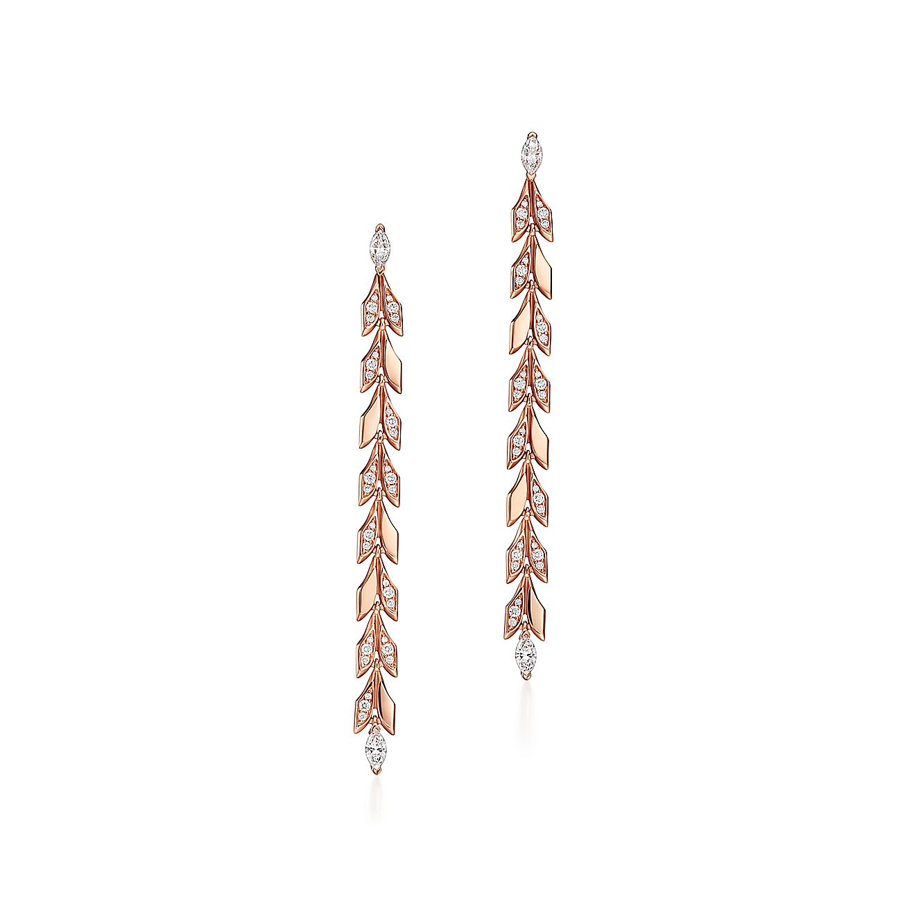 Victoria庐 Vine Drop Earrings in Rose Gold with Diamonds