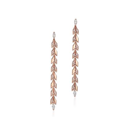 Victoria庐 Vine Drop Earrings in Rose Gold with Diamonds