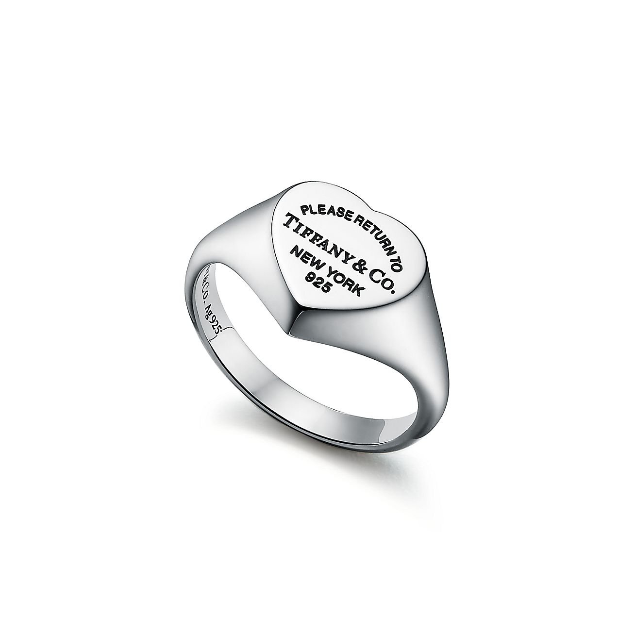Return to 庐 Heart Signet Ring in Silver, Small