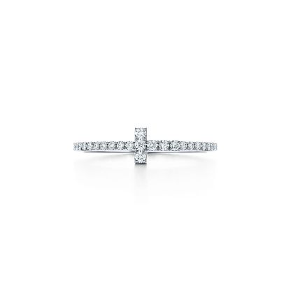 T Diamond Wire Band Ring in 18k White Gold