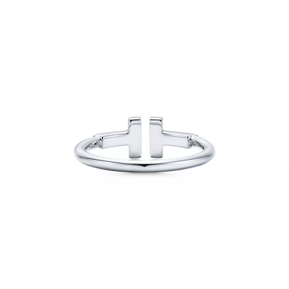 T Wire Ring in 18k White Gold
