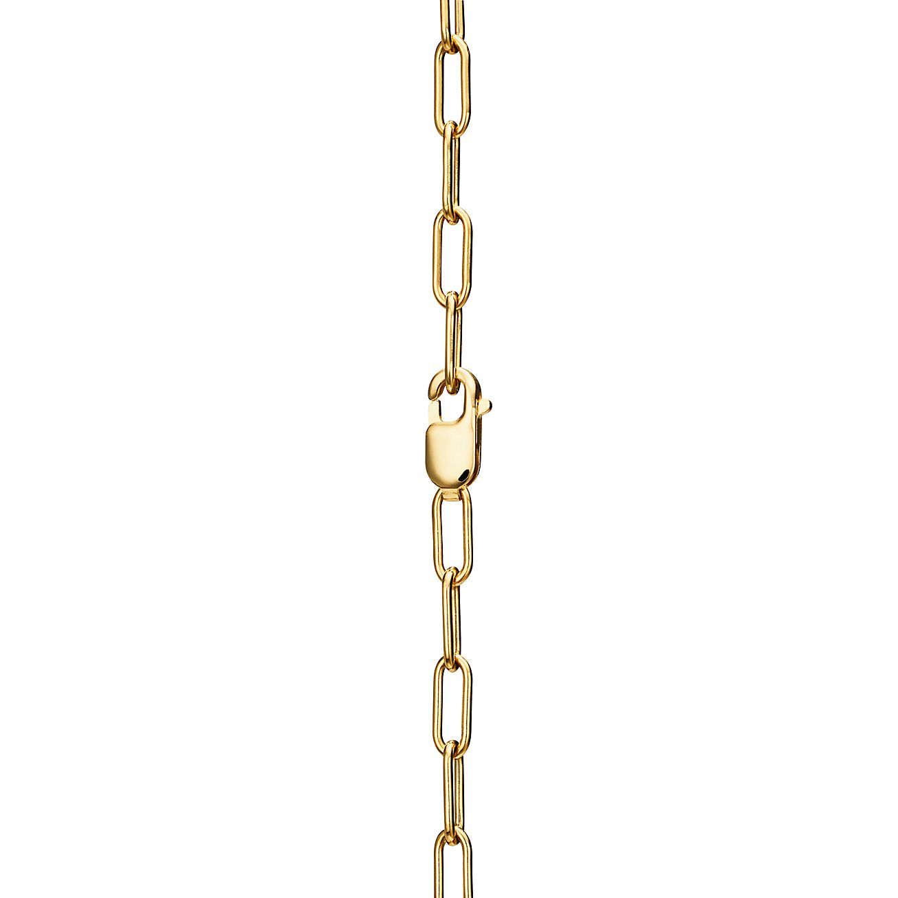 Lock Pendant in Yellow Gold with Pave Diamonds, Medium