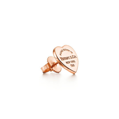 Return to 庐 Heart Label Stud Earrings rose gold, mini