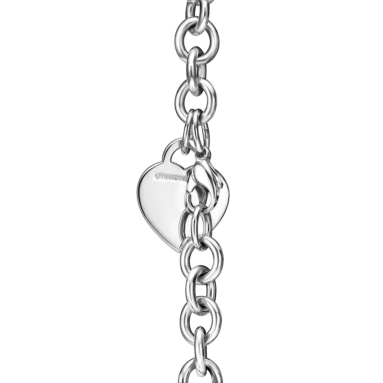Return to 庐 Heart Tag Bracelet in Sterling Silver with a Diamond, Medium
