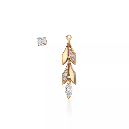 Victoria庐 Vine Convertible Drop Earrings in Yellow Gold with Diamonds