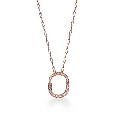 Lock Pendant in Rose Gold with Pave Diamonds, Medium