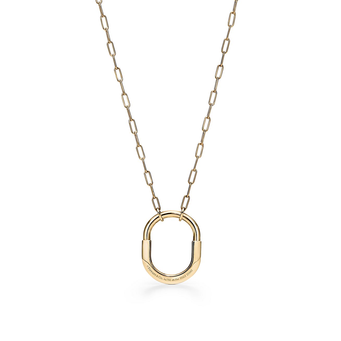 Lock Pendant in Yellow Gold with Diamonds, Medium
