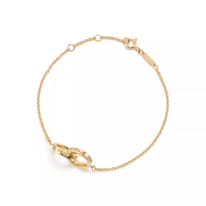 1837庐 Interlocking Circles Chain Bracelet in Yellow Gold