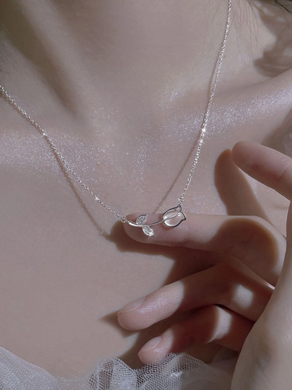 1pc Fashion Zinc Alloy Tulip Decor Chain Necklace For Women For Daily Decoration