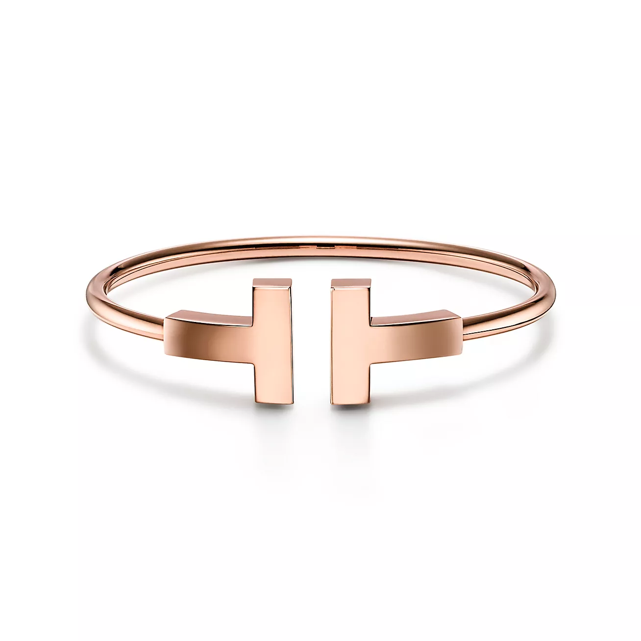 T Wide Wire Bracelet in 18k Rose Gold