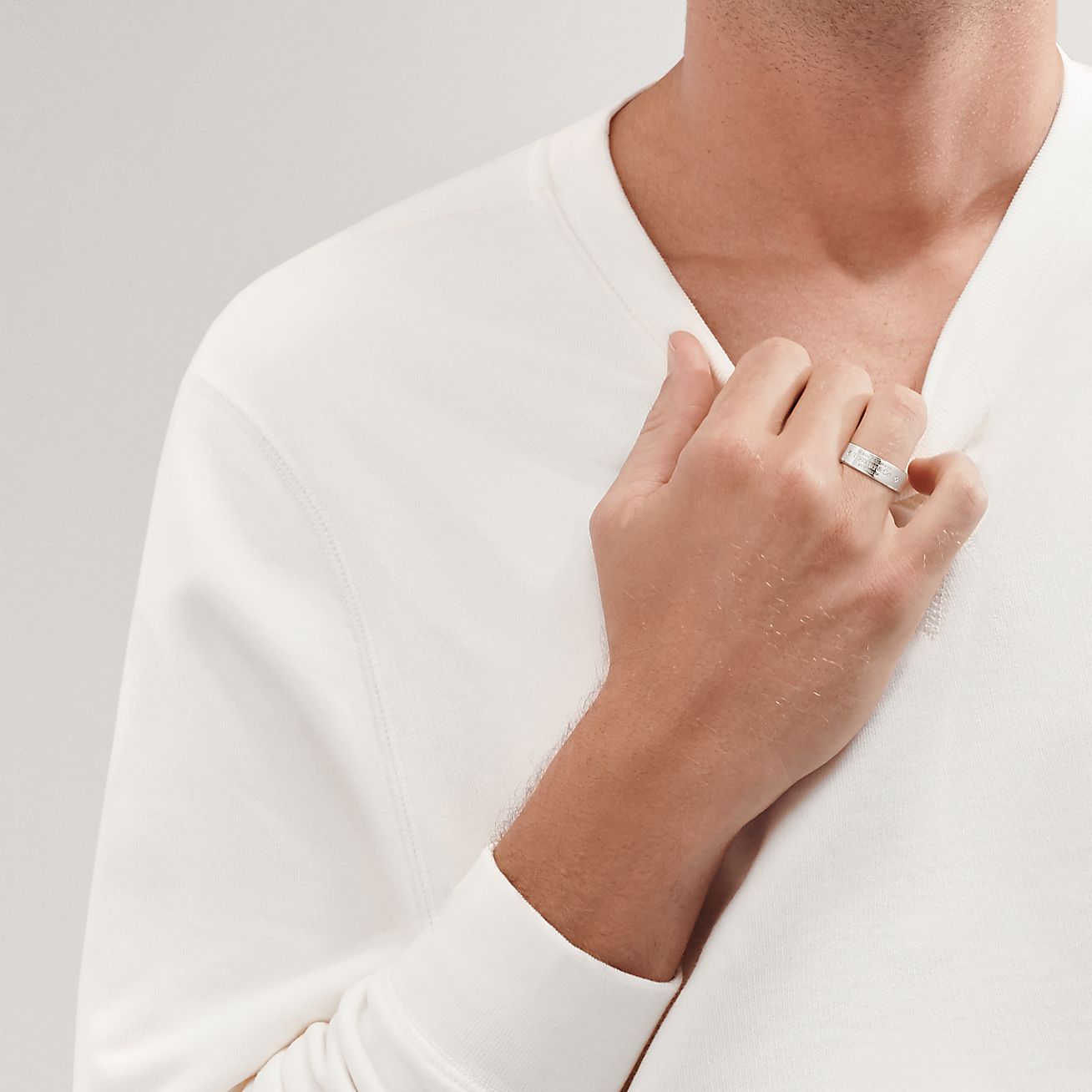 Return to 庐 Narrow Ring in Sterling Silver with Diamonds