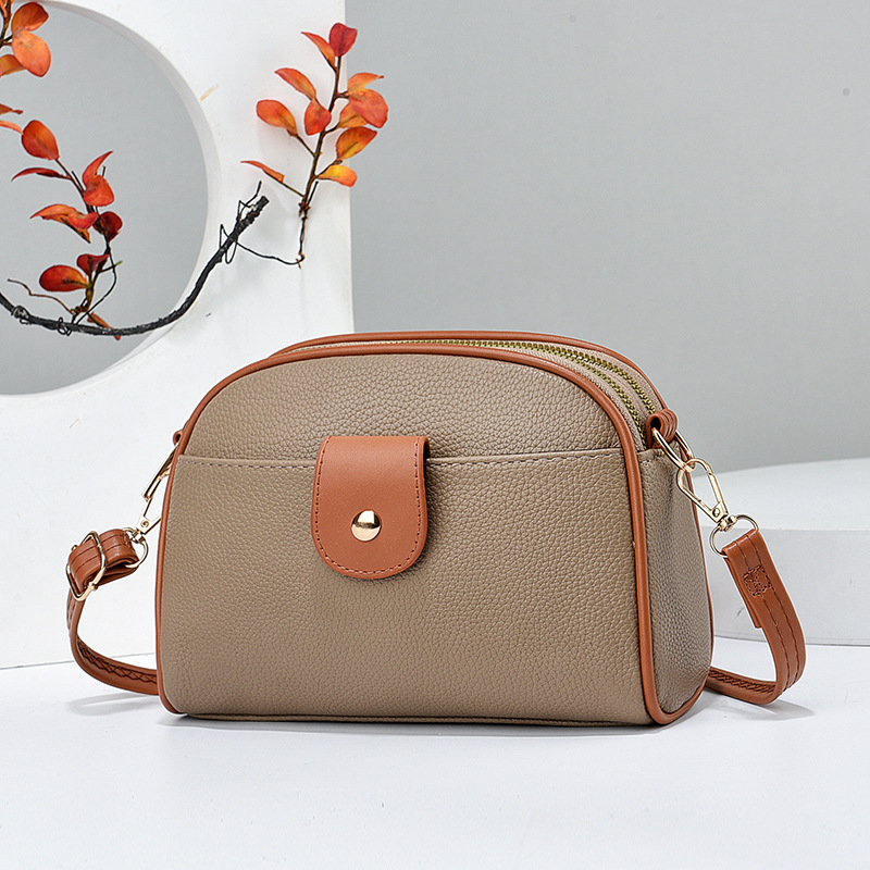 Simple Small Crossbody Bag, Women Double Zipper Shoulder Bag