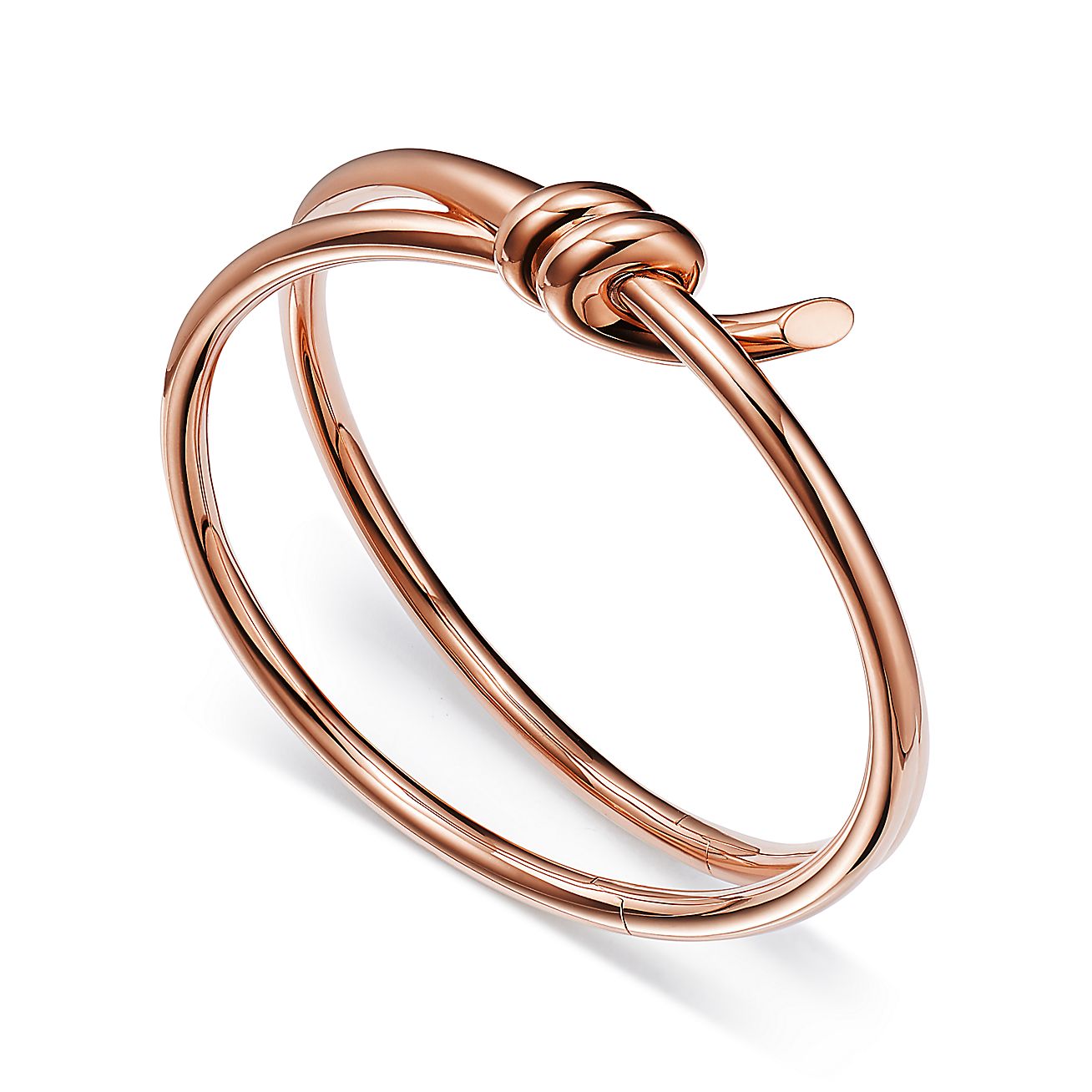Knot Double Row Hinged Bangle in Rose Gold