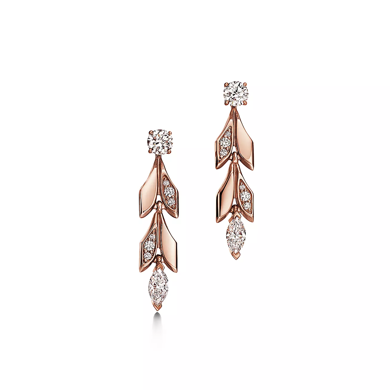 Victoria庐 Vine Convertible Drop Earrings in Rose Gold with Diamonds