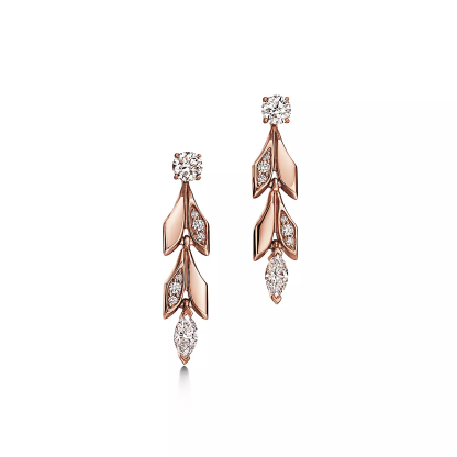 Victoria庐 Vine Convertible Drop Earrings in Rose Gold with Diamonds